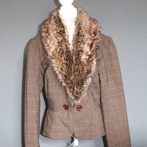 Forever21 Size 6 Carmel Blazer with Removable Faux Fur Collar